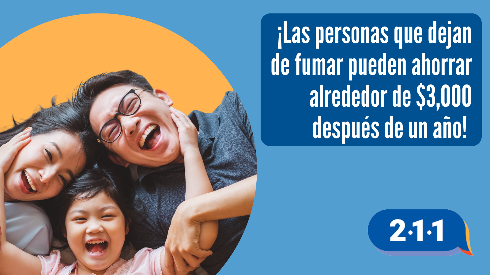 ¡Las personas que dejan de fumar pueden ahorrar alrededor de $3,000 después de un año! 2-1-1